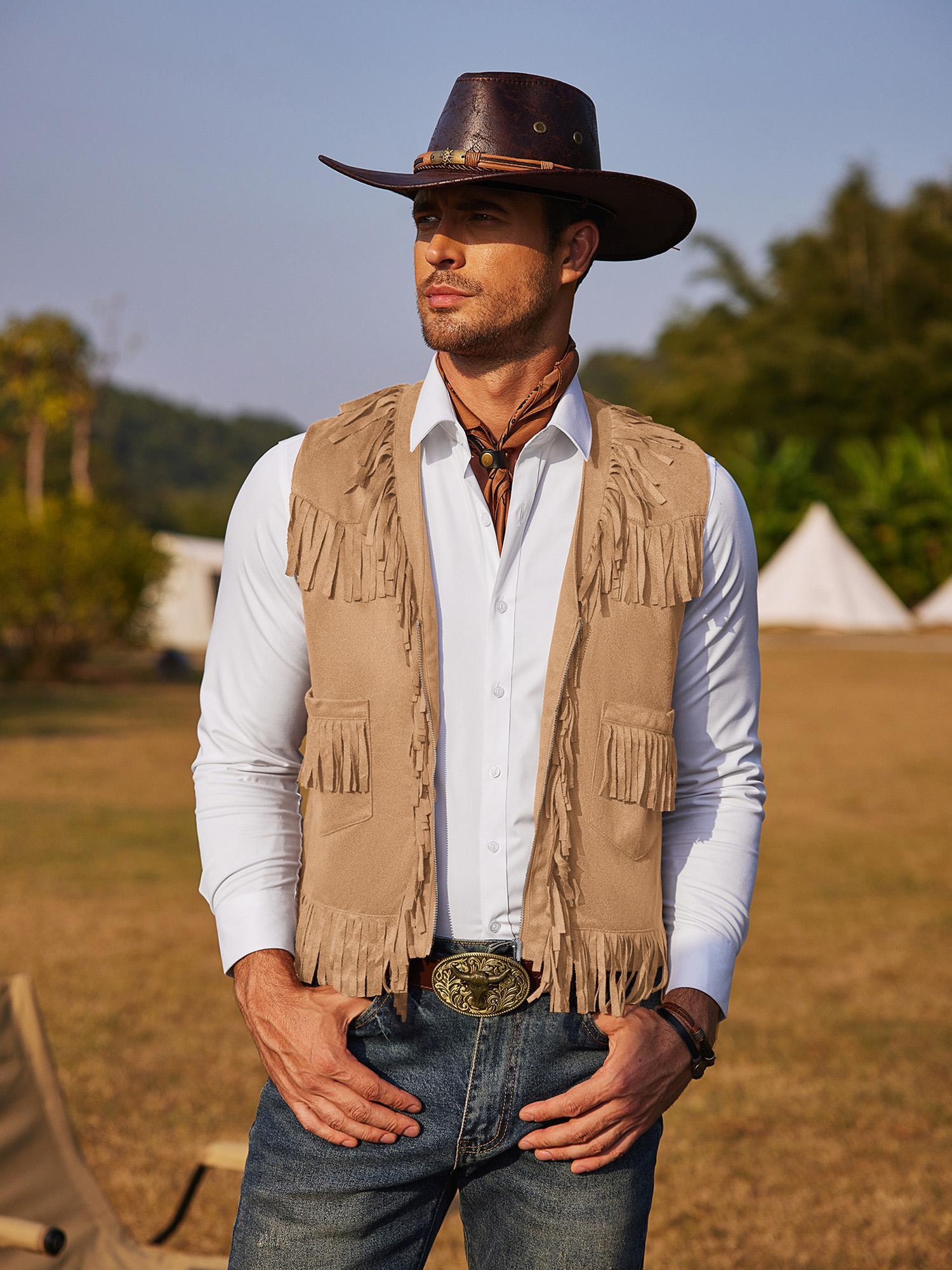 men cowboy vest sold on Temu United States