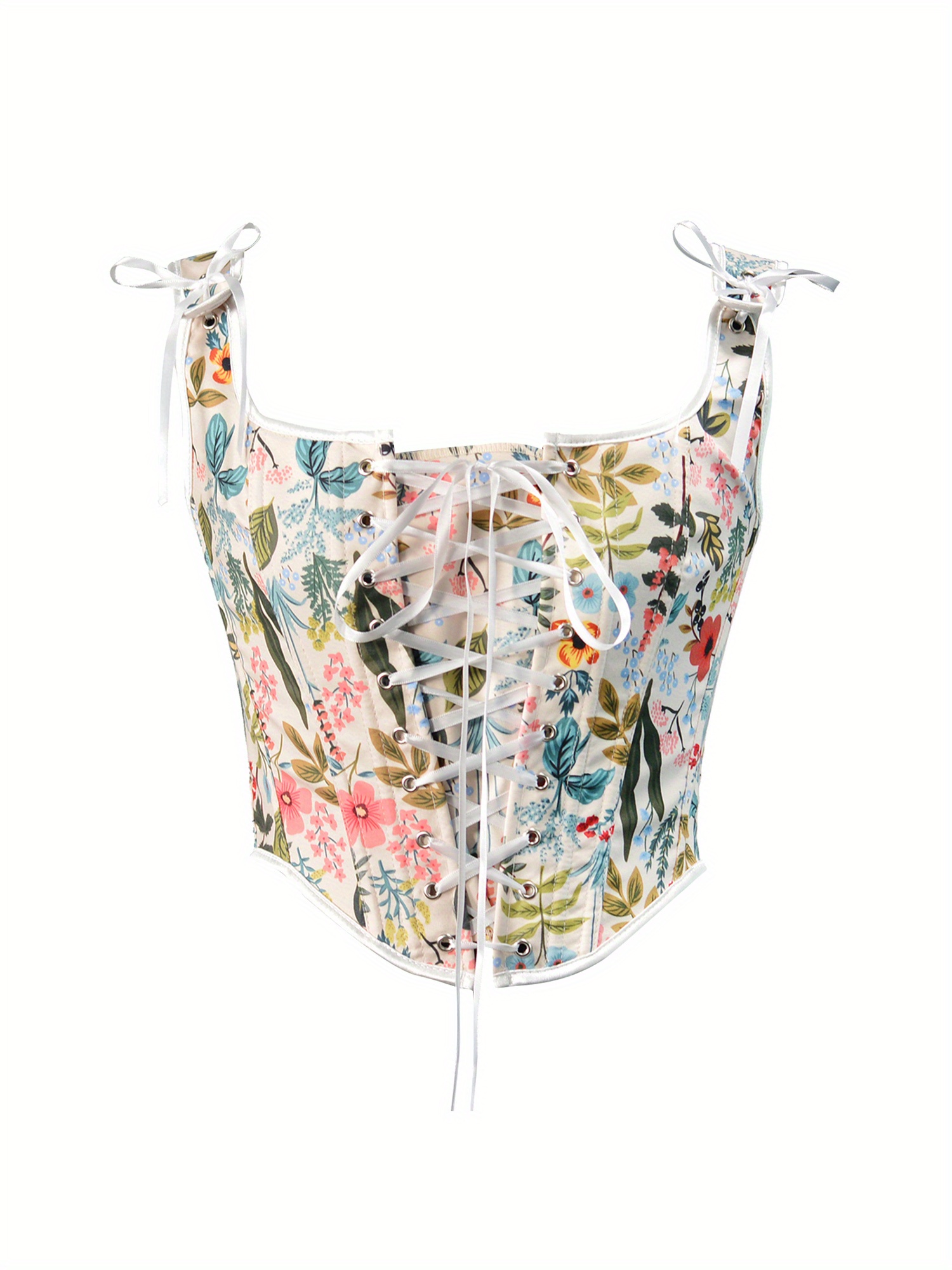 womens y2k vintage floral lace corset camisole square neck