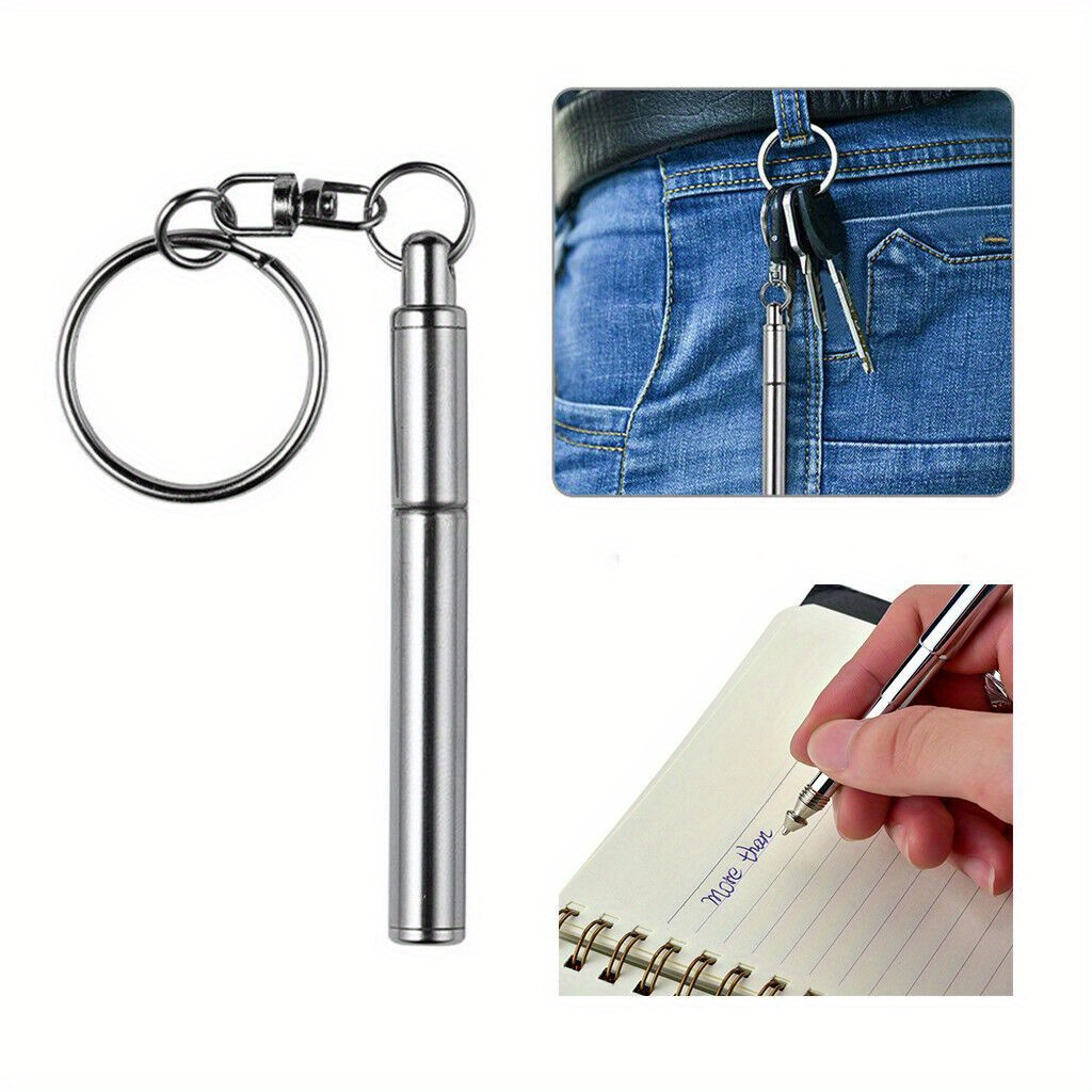 

Stainless Steel Telescopic Pen Keyring: Compact And For Use