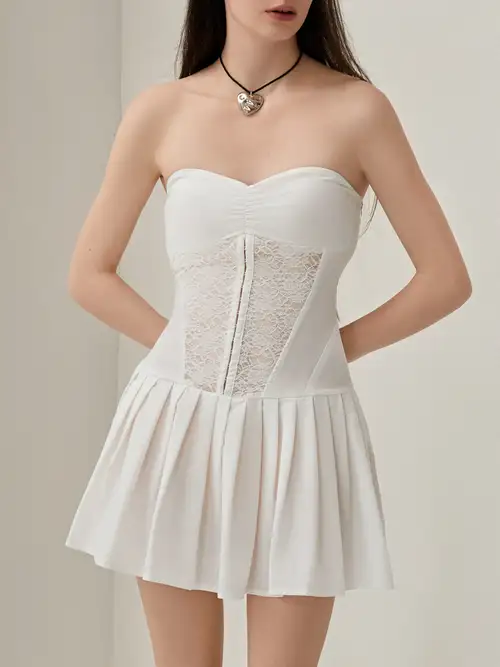 women's polyester off the shoulder corset midi dress, casual sleeveless solid color bodycon party dress, with lace detail, for woven tube top dress | Shop Now For Limited-time Deals | Temu women's polyester off the shoulder corset midi dress, casual sleeveless solid color bodycon party dress, with lace detail, for woven tube top dress | Shop Now For Limited-time Deals | Temu