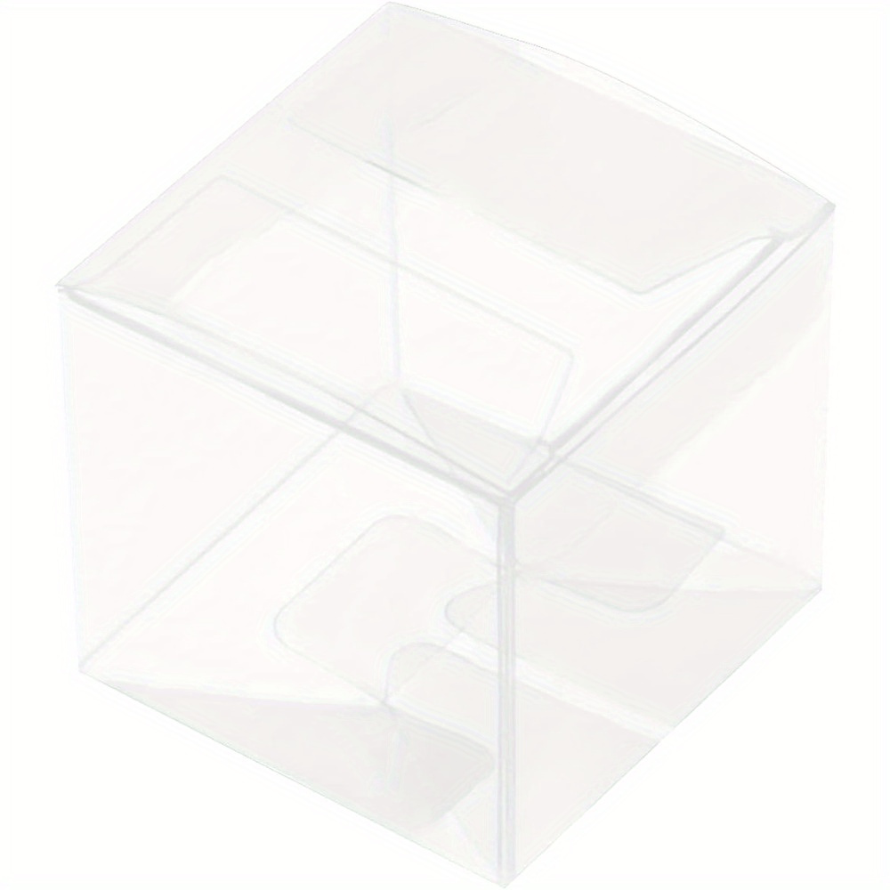 TEMU 100pcs Clear Favour Boxes 5x5x5cm Cube Wedding Favour Boxes Pvc Plastic Christmas Decorations Gift Packaging Box Sweet Film Covered Transparent