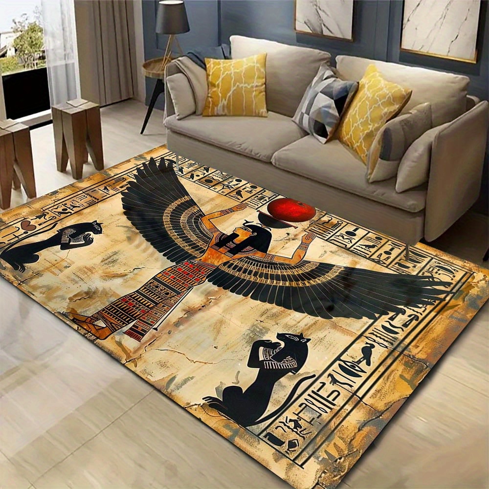 

Egyptian-themed Polyester Chair Mat With Bird And Patterns For Office And Home Decor, Large Area Rug, Gift, Heavy Weight 800g/m2 - Suitable For And Carpet Protection