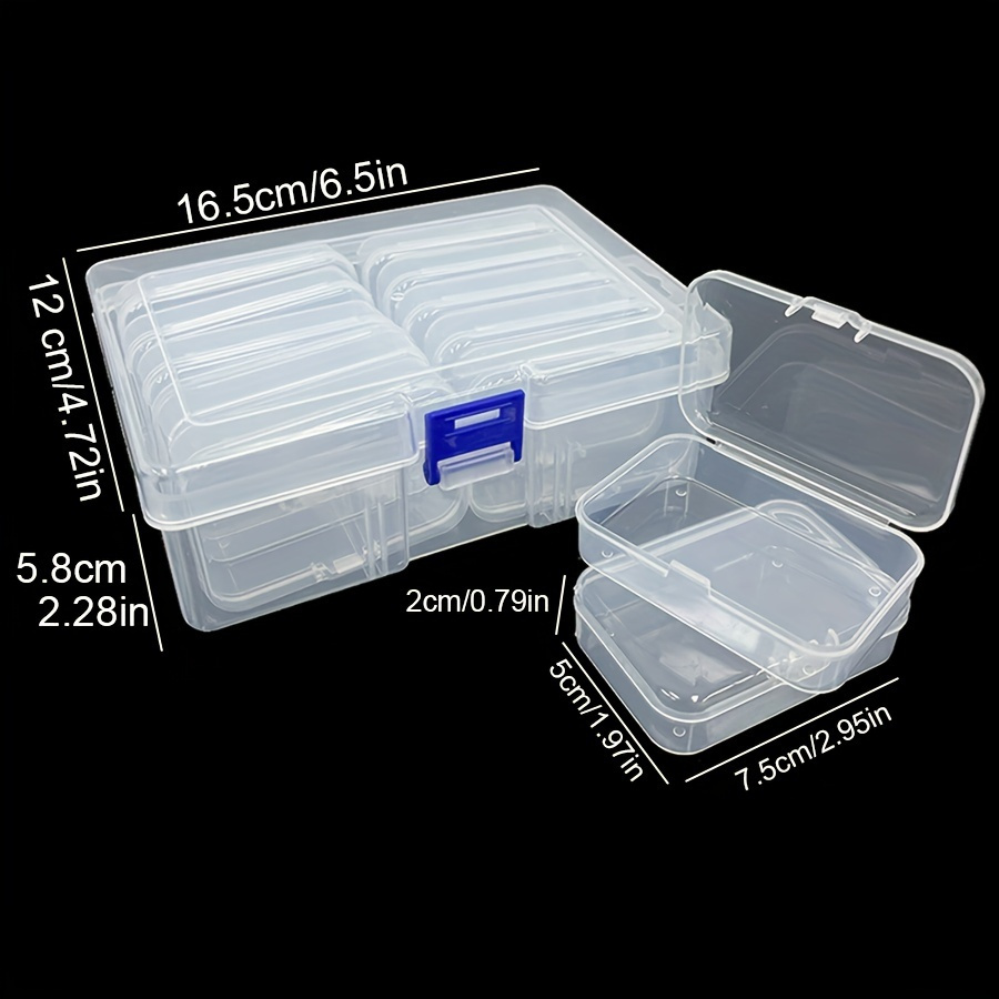 Image of 11pcs Transparent Plastic Storage Boxes For Diy Beads, Diamonds, And Crafts - Multifunctional, Portable Organizer With Latching Lid For Jewelry, Embroidery, And Small Items