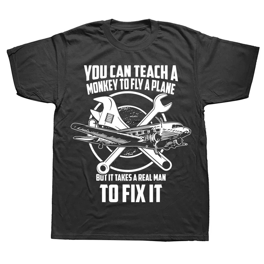 

Novelty Awesome Real Man Fix Plane Classic T Shirts Graphic Streetwear Short Sleeve Birthday Gifts T-shirt