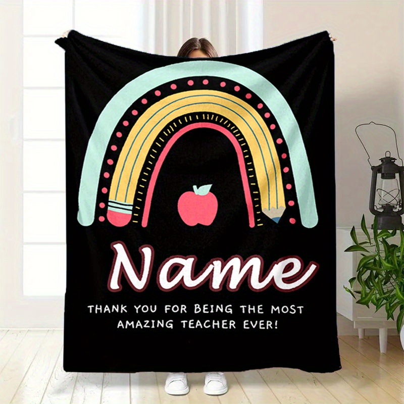 

1pc Custom Name Blankets To Teacher Printed Soft Warm Blanket For Bed Sofa Personalized Blanket Ideal For Couples, Friends, Family Perfect For Birthdays, Anniversaries, Holidays