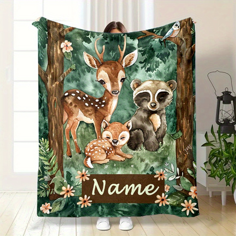 

1pc Custom Name Blankets Animal Printed Soft Warm Blanket For Bed Sofa Personalized Blanket Ideal For Couples, Friends, Family Perfect For Birthdays, Anniversaries, Holidays