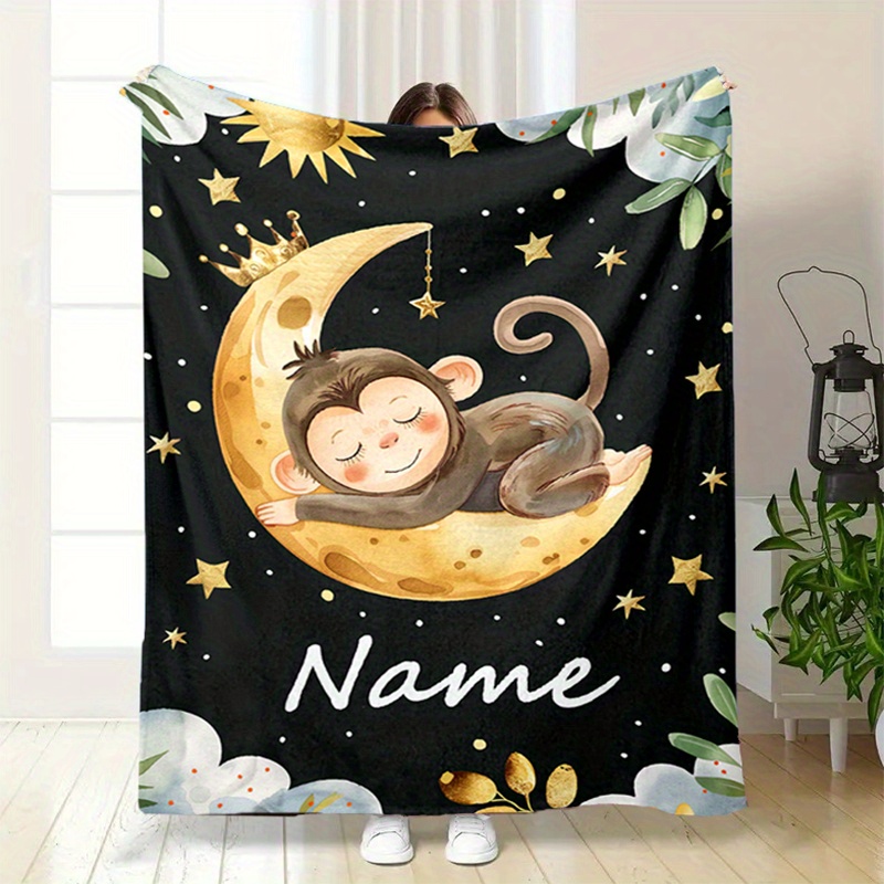 

Personalized Moon Flannel Blanket - Custom Name, Cozy & Warm For Couch Or Bed, Perfect Gift For Couples, Friends, Family On Birthdays, Anniversaries, Holidays