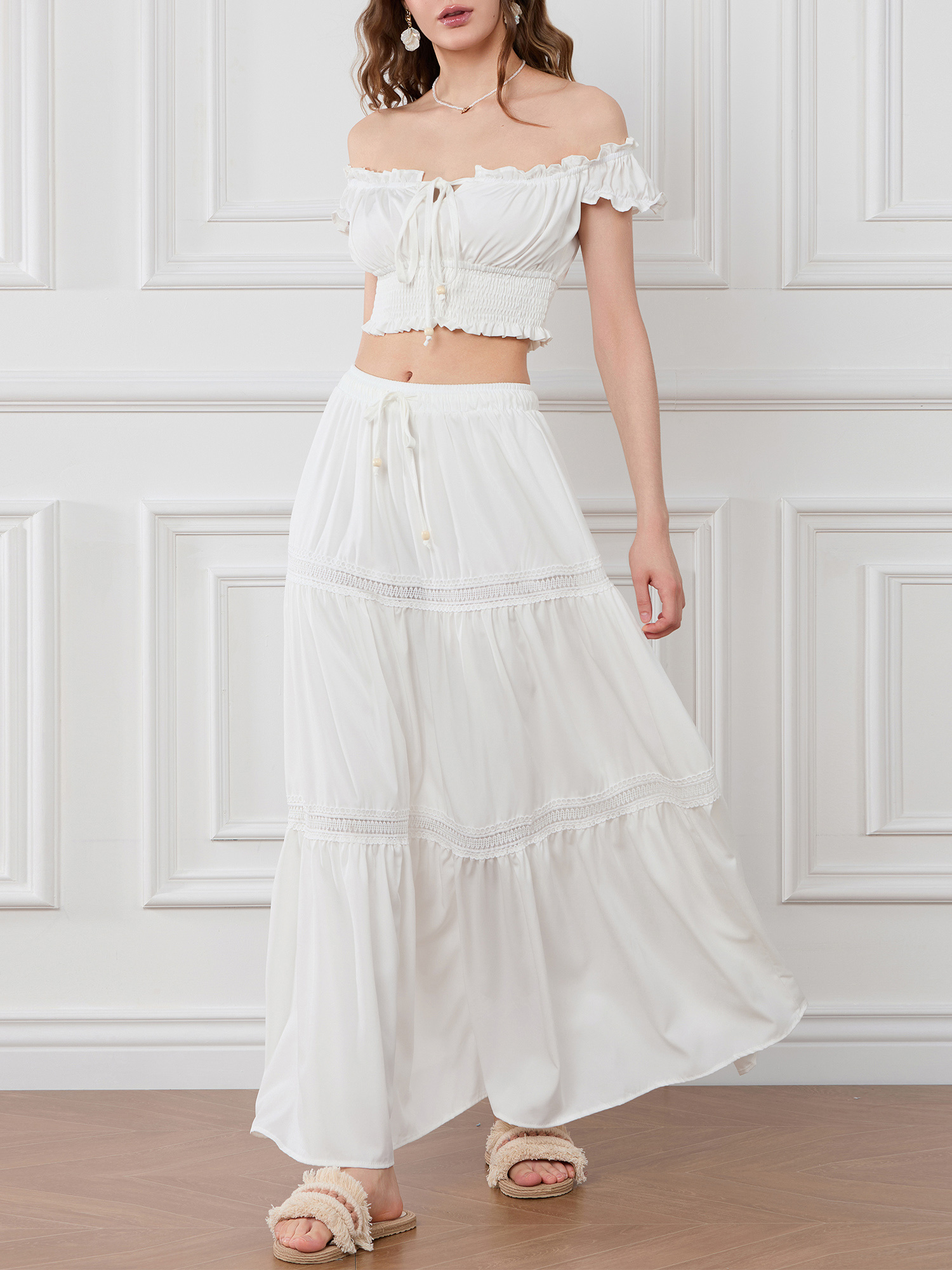 white fitted wedding dress LaDivine 7448W Simple Long Corset Fitted Wedding Dress