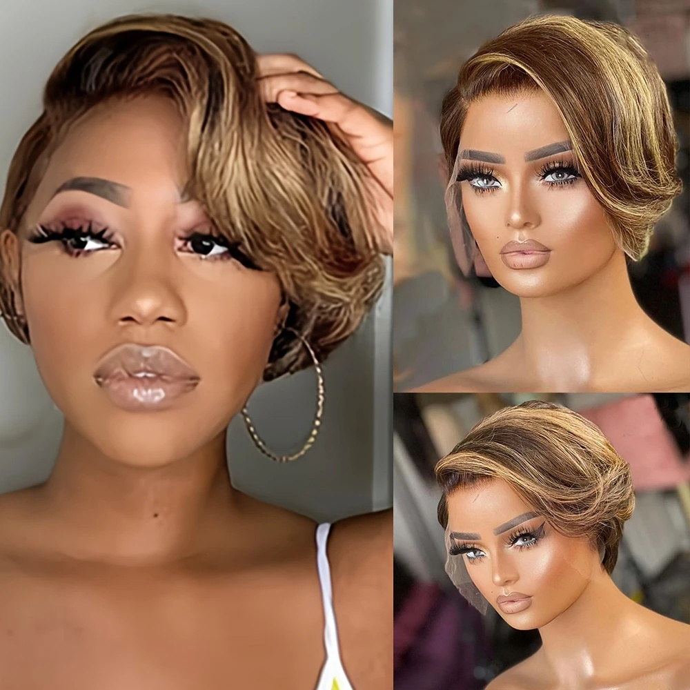 TEMU Short Bob Wig Lace Front Human Hair Wigs For Women - 13x4x1 Lace Frontal, Hair Straight Cut Wig With 180% Density, Natural Look For Daily & Party Use, 's Elegant Style