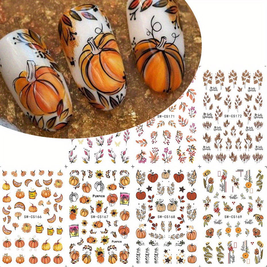 

7pcs Art Set - 3d -adhesive Decals Pumpkins, & For Fall