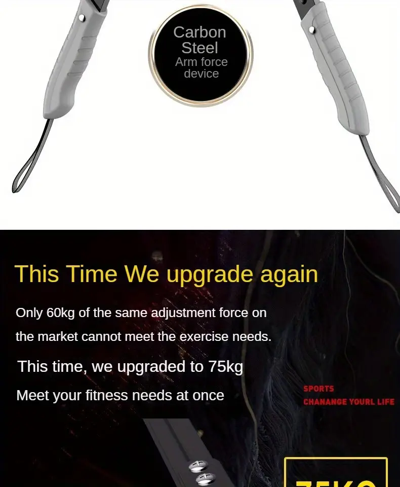 1pc stainless steel pvc adjustable arm strength trainer 15 75kg multi functional home gym fitness equipment for mens chest muscle workout gym accessories Product details 1