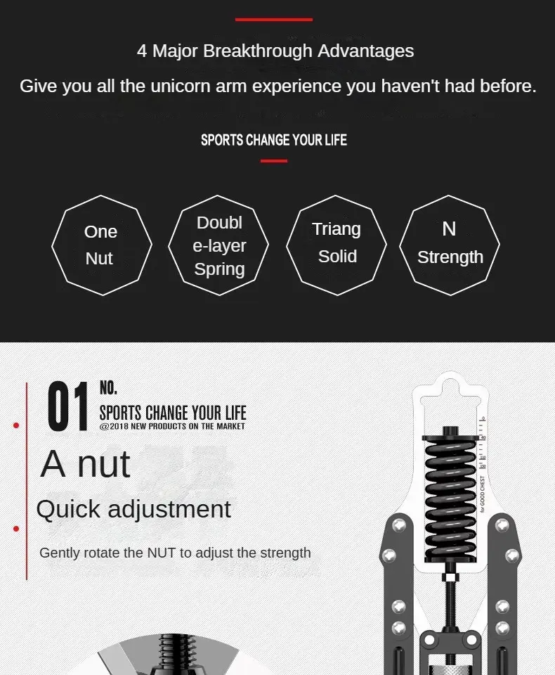 1pc stainless steel pvc adjustable arm strength trainer 15 75kg multi functional home gym fitness equipment for mens chest muscle workout gym accessories Product details 3