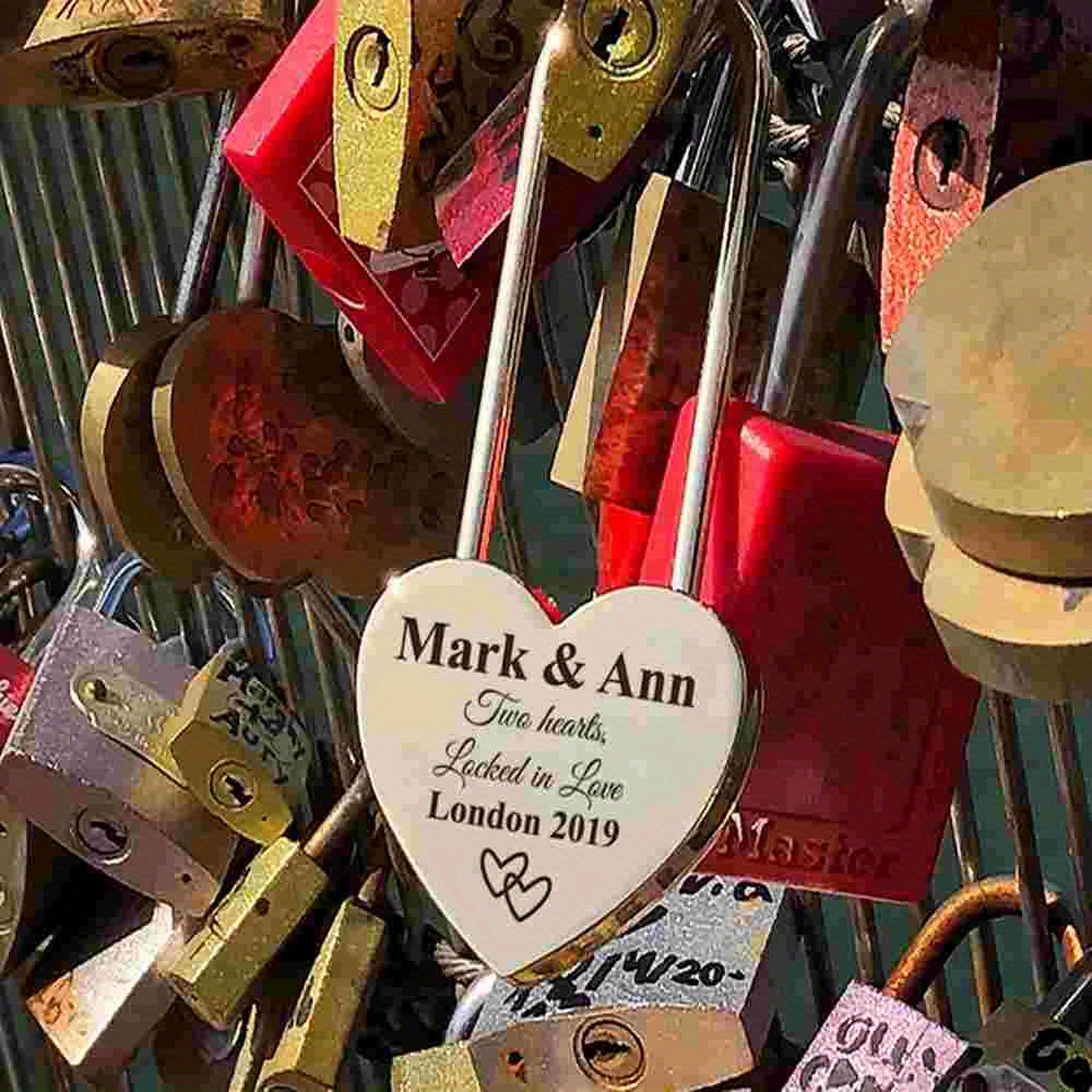 Personalized Heart-Shaped Lock, Custom Engagement Love Lock Gift