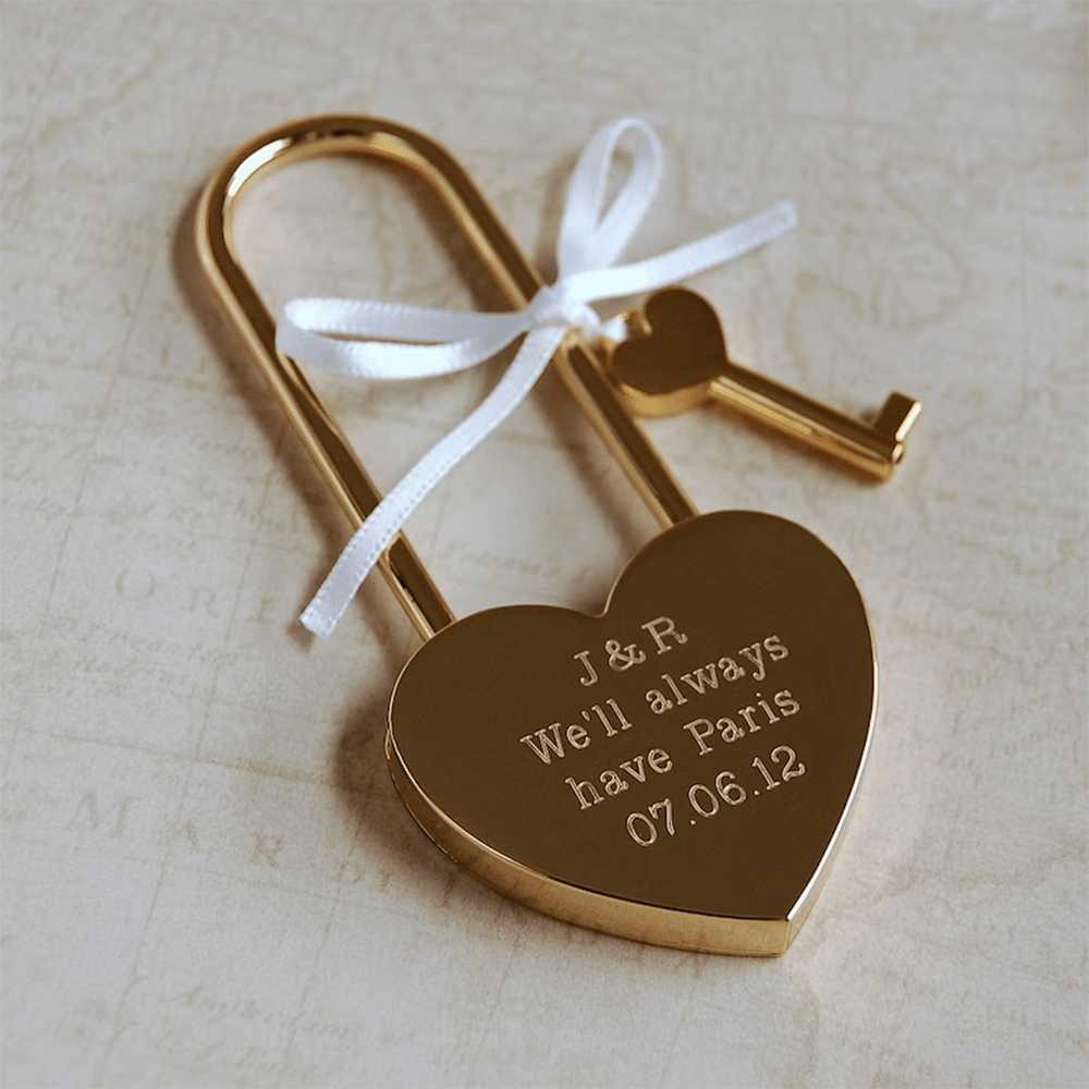 Personalized Heart-Shaped Lock, Custom Engagement Love Lock Gift