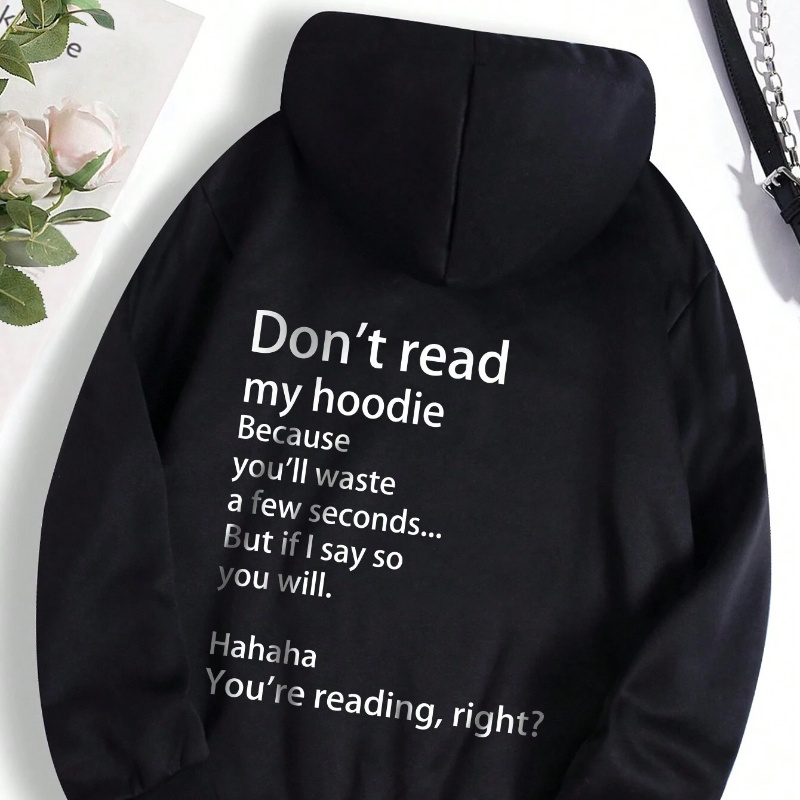 

Letter Print Hoodie, Drawstring Casual Long Sleeve Hooded Sweatshirt, Women's Clothing