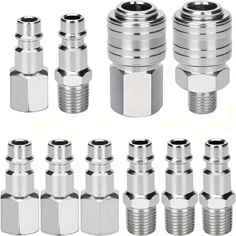 10pcs Connectors Euro Airline Hose Compressor Fittings /10.16cm Bsp Air Coupler And Plug Kit Couplings Connector Male Female