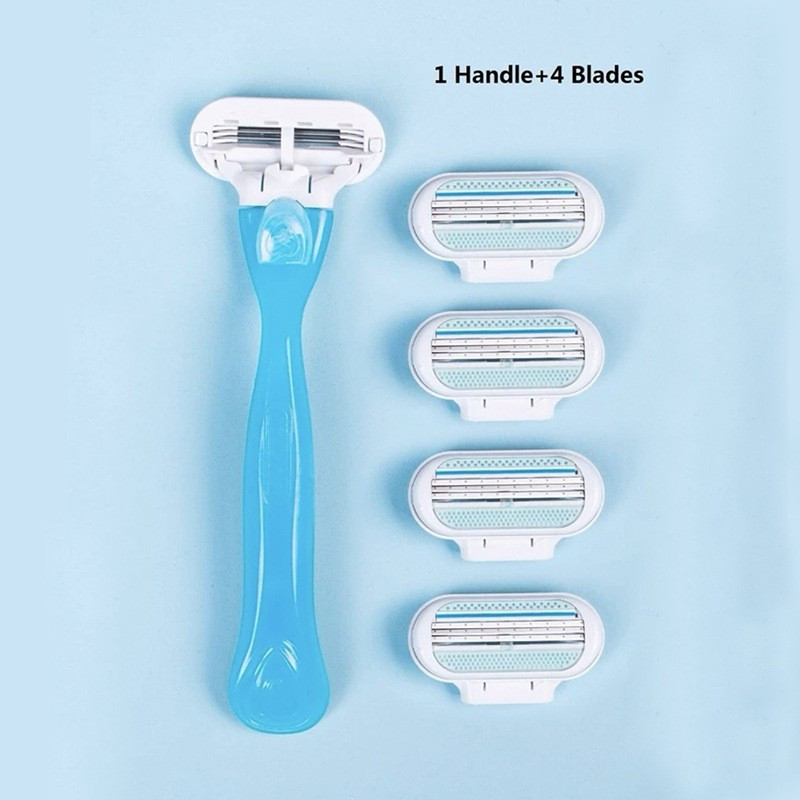 

Precision 4-blade Women's Hair Removal Kit - Safe, Stainless Steel With Non-slip Grip For