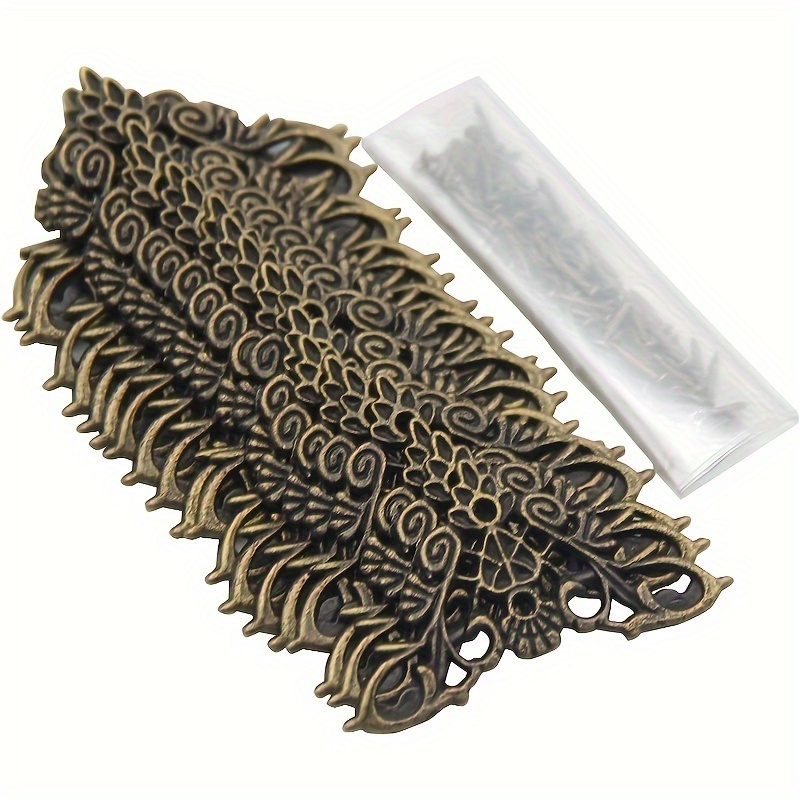 

20pcs Vintage Metal Corner Appliques For Furniture - Decorative Box Covers, Brown