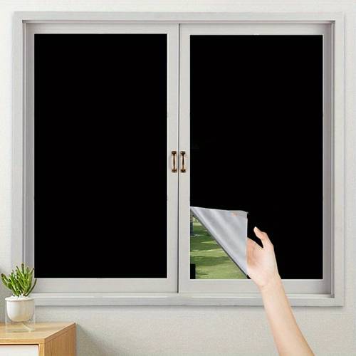 50cmx100cm 19 6inx39 9in all black blackout glass film sunshade window film thermal insulation film warehouse black opaque sticker strong shading and building film