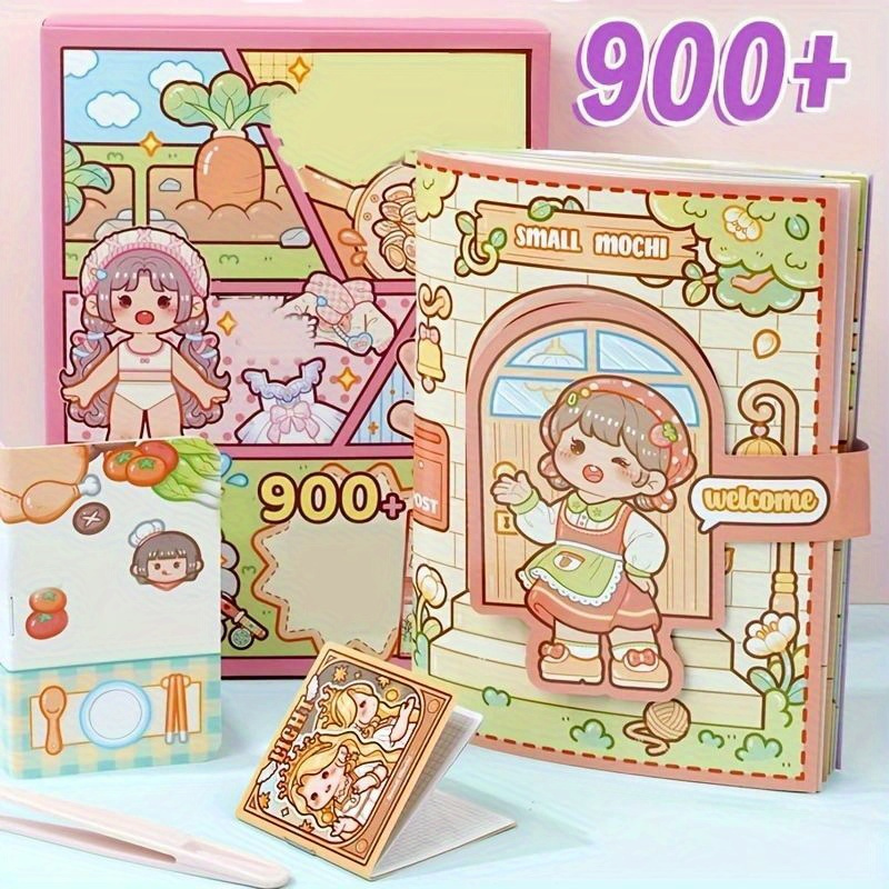 

Diy Dress-up Sticker Book - 3d Handcrafted Puzzle Game With Goo Cards, Pink Paper Craft Kit For All Seasons