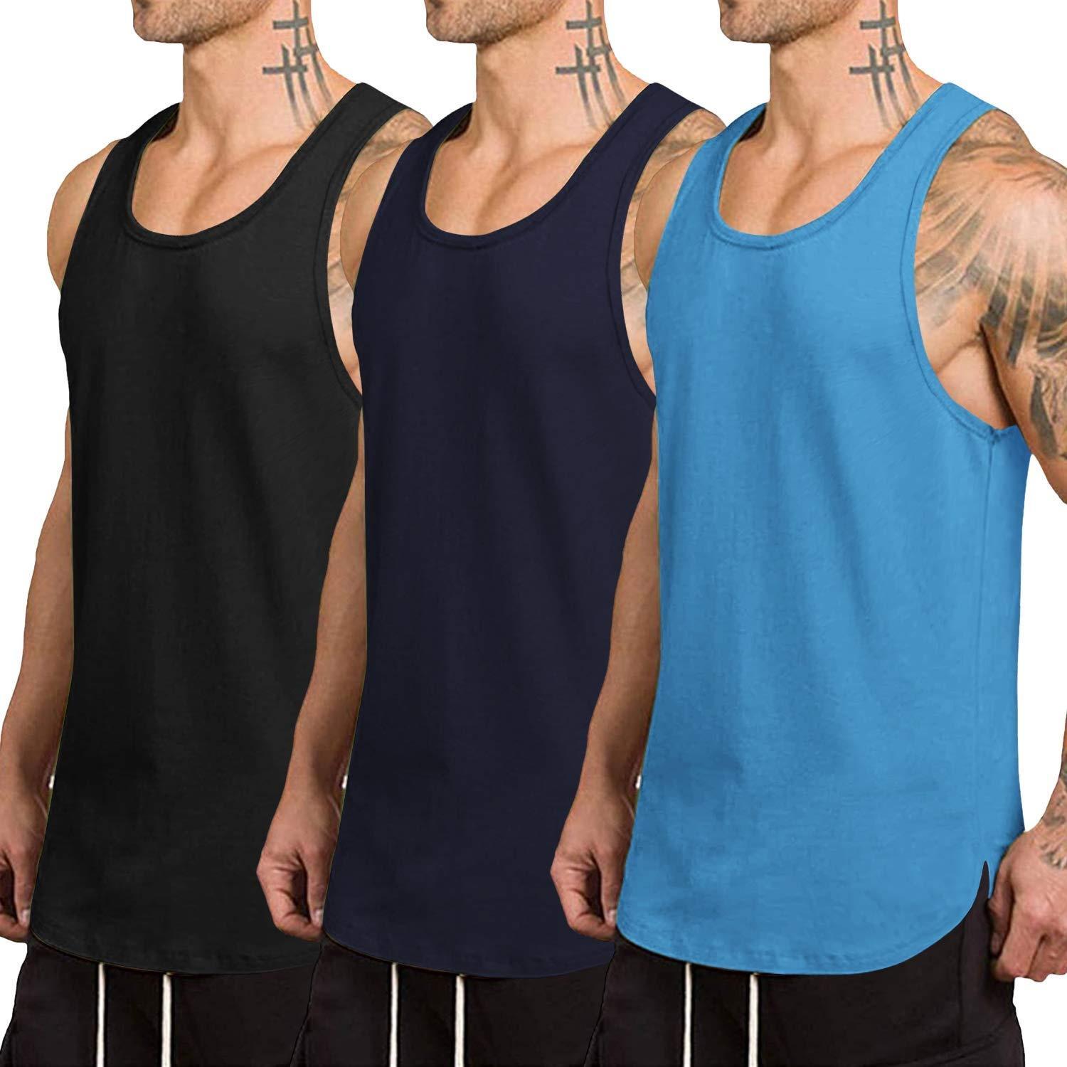 

Men's 3 Pack Quick Dry Workout Tank Top Gym Muscle Tee Fitness Bodybuilding Sleeveless T Shirt Breathable Tank Top