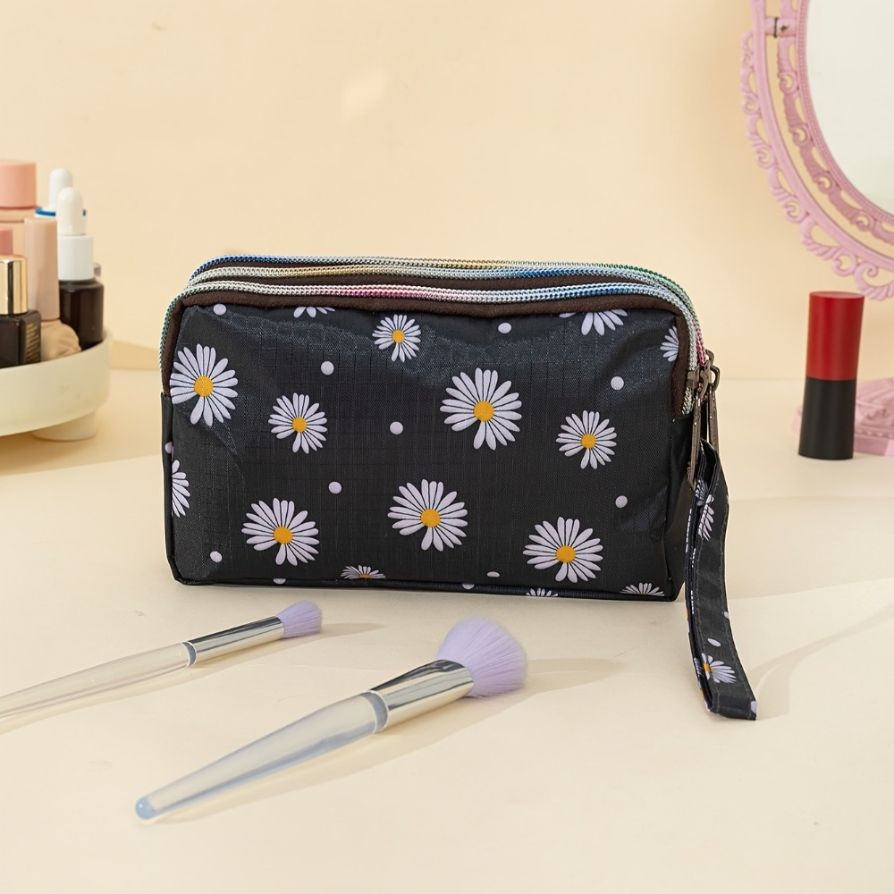 

2024 Floral Polyester Cosmetic Bag With - Waterproof Travel Makeup Organizer, Sulfate-free Multi-purpose Pouch