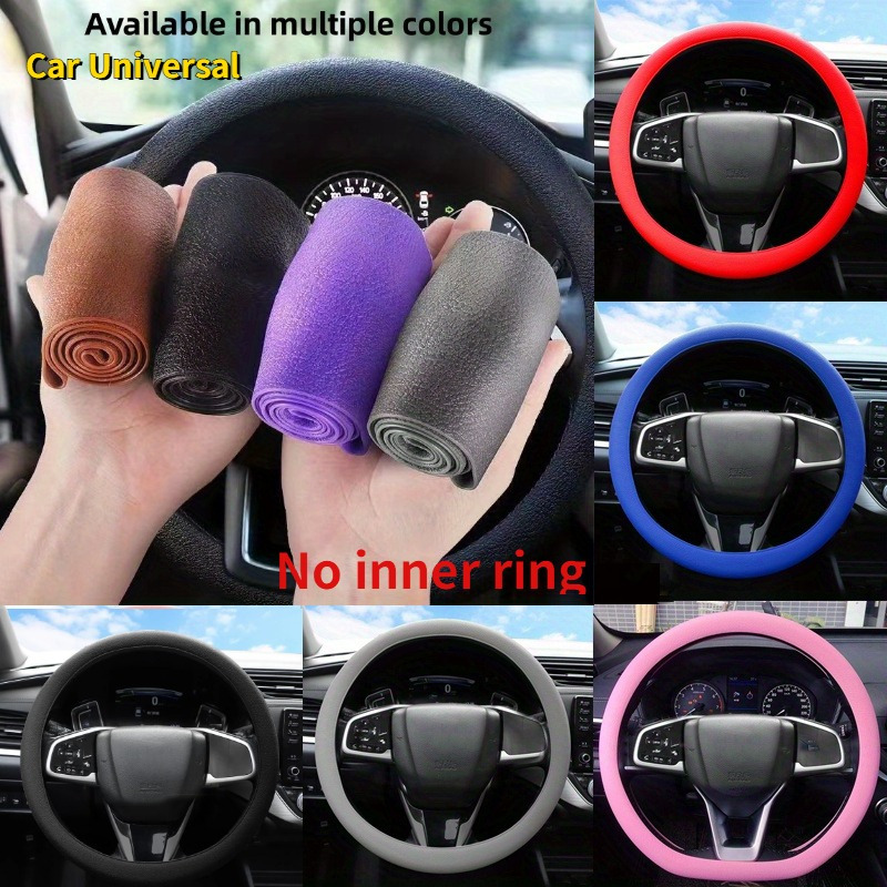 TEMU Soft Silicone Steering Wheel Cover - Fit, Elastic Glove Design With Textured Grip, Multi-color Options For Car Interior Decoration