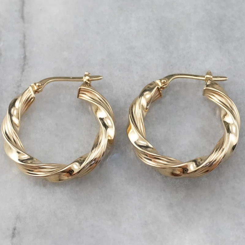 

Classic Twist Hoop Earrings Women's Golden Plated Hook Drop Earrings