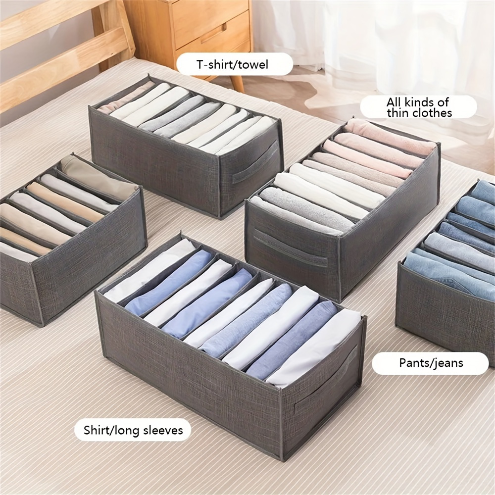 1 pc fabric clothes organizer with compartments grey wardrobe storage box for teens adults lightweight with carry handle details 0