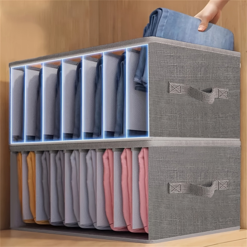 1 pc fabric clothes organizer with compartments grey wardrobe storage box for teens adults lightweight with carry handle details 3