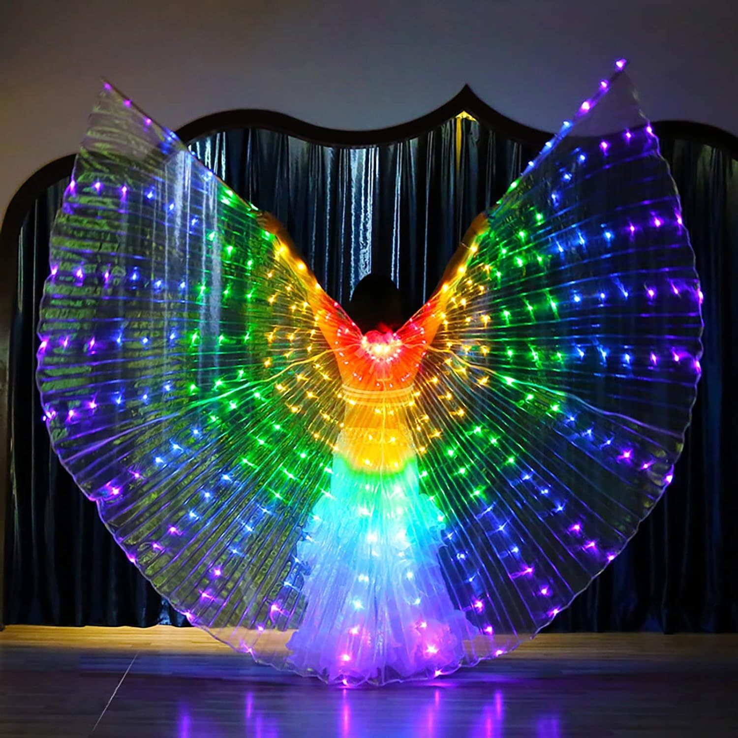 

Light Up Led Isis Wings Belly Dance Carnival Rave Costumes Outfitsfor Women Adults For Christmas Party