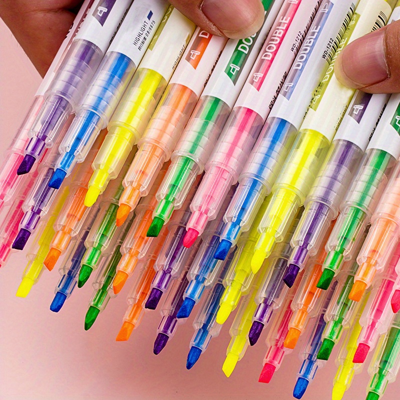 

2 Sets Of Creative Dual Head And Fluorescent Pens 6pcs/set Learning Markers Key Lines Markers Pens Hand Accounts Graffiti Pens Painting Brushes Ink Pens Pen