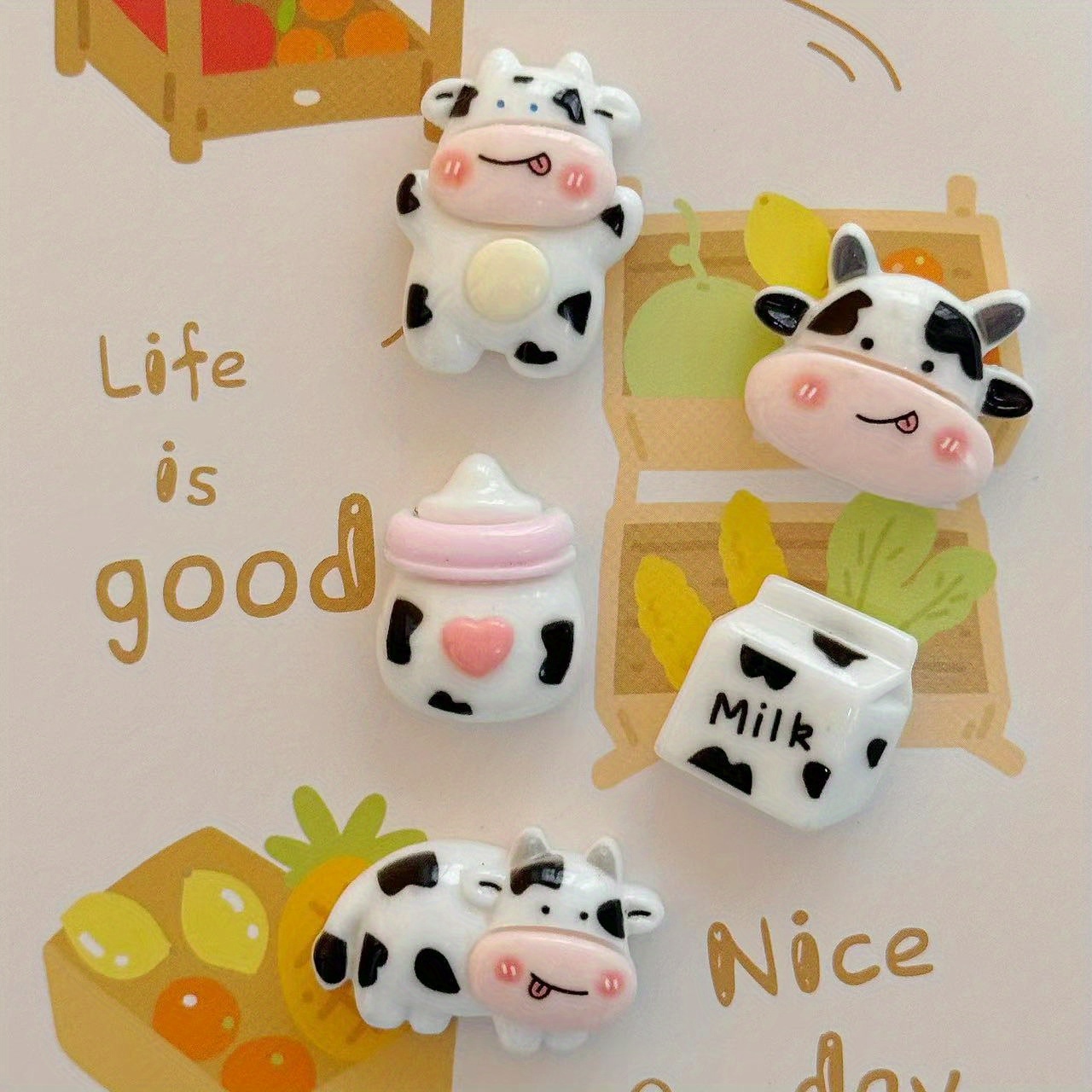 5pcs Cow Themed Magnets for Home and Office Decor