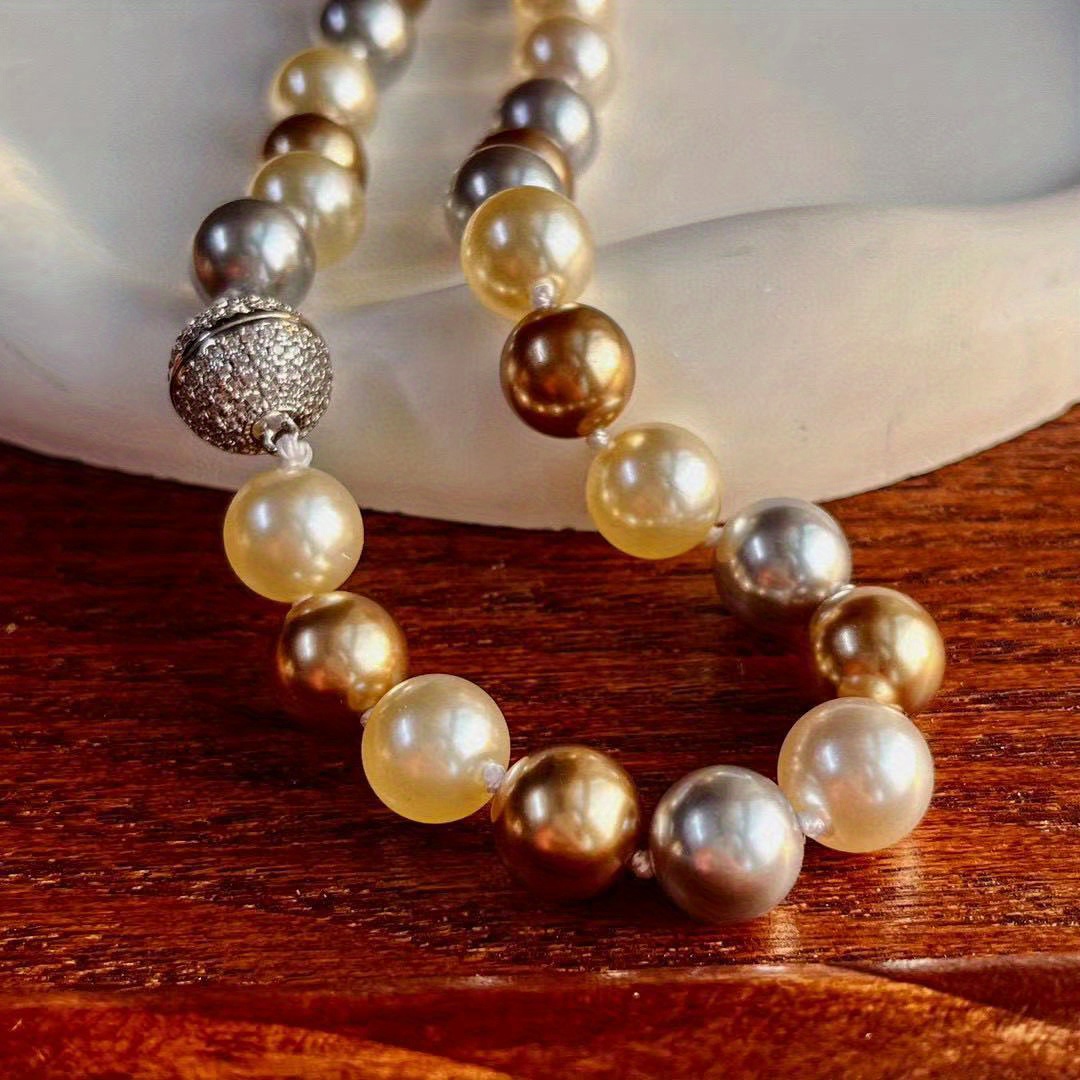 1pc large particle 10mm   pearl necklace   light brown warm color   pearl necklace autumn and winter regular sweater chain suitable for   travel parties and gift   details 0