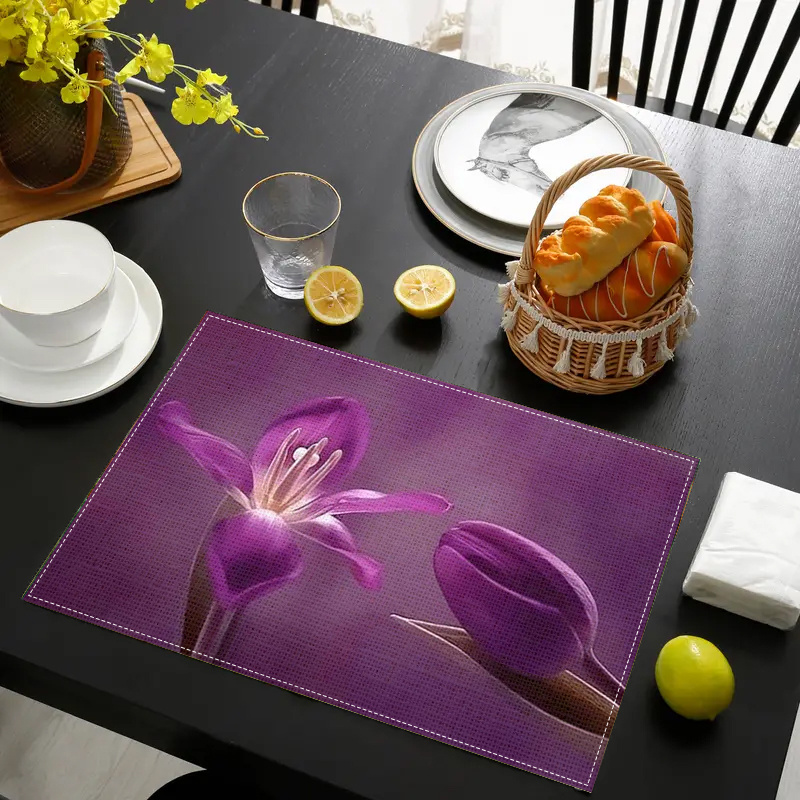 

2pcs /4pcs/ 6pcs Art Purple Placemats Fashionable - Table - Dining- Kitchen Decoration