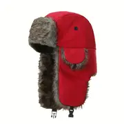 unisex winter trapper hat warm plush lined cap multi purpose style windproof russian design thermal fur full face ear flaps weather hand wash only suitable for new year fits well lightweight adjustable closure knit fabric polyester material fall details 1