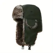 unisex winter trapper hat warm plush lined cap multi purpose style windproof russian design thermal fur full face ear flaps weather hand wash only suitable for new year fits well lightweight adjustable closure knit fabric polyester material fall details 0