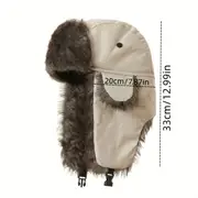 unisex winter trapper hat warm plush lined cap multi purpose style windproof russian design thermal fur full face ear flaps weather hand wash only suitable for new year fits well lightweight adjustable closure knit fabric polyester material fall details 2