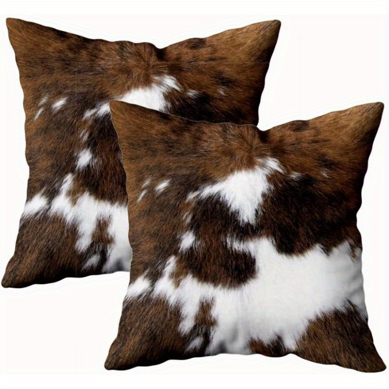 

2pcs Housses de Coussin en à Imprimé Vache, à de Vache -, Zippées, Lavables - Parfaites la Décoration de & du Canapé (Inserts de Coussin Non )