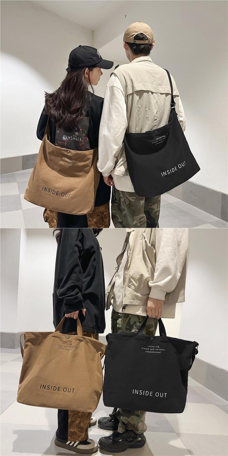 autumn canvas retro crossbody bag mens and womens tote bag commuter bag student shoulder bag large capacity tote bag zipper perfect gift details 7