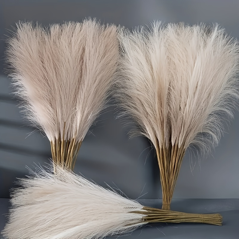 

20pcs Artificial Pampas Grass - Plastic Faux Plants For Home And Anniversary Decor, Versatile Simulation Grass For Wedding, Office, Cafe, Valentines, Birthday Decoration