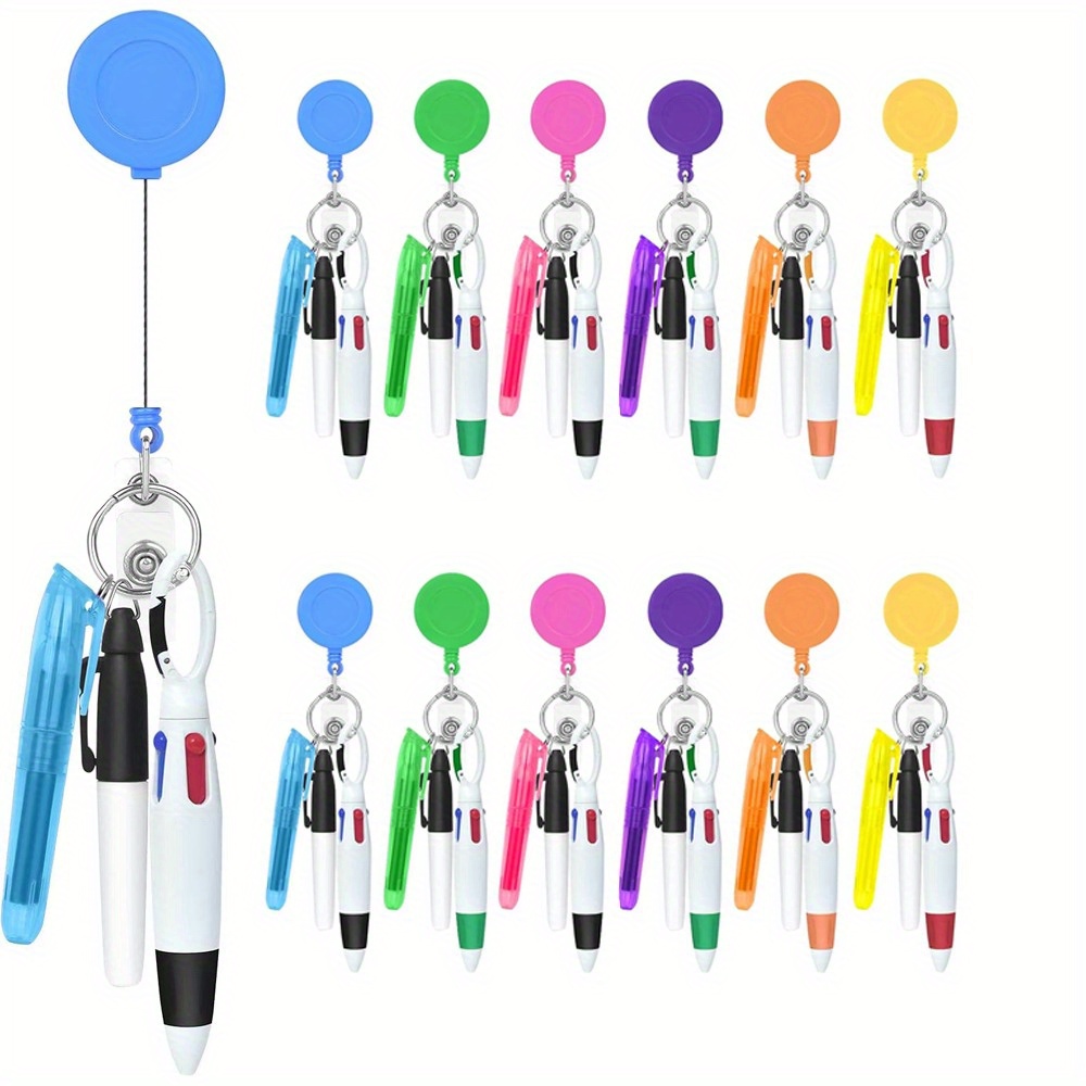 

48-piece Nurse Pen Set: Includes 12 Fine-tip Highlighters, 12 Permanent Markers, And 12 Retractable Ballpoint Pens, Nurse Badge Holders And Retractable Id Name