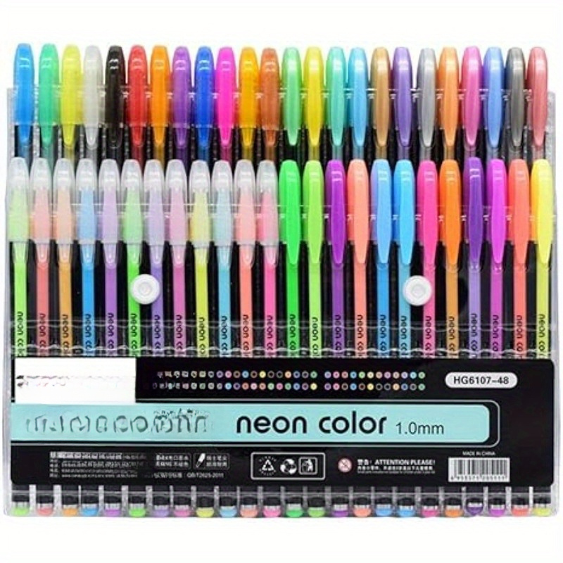 

48pcs Gel Pen Set In Glitter, Neon, Pastel & Metallic Colors - Ideal For Artists And Students