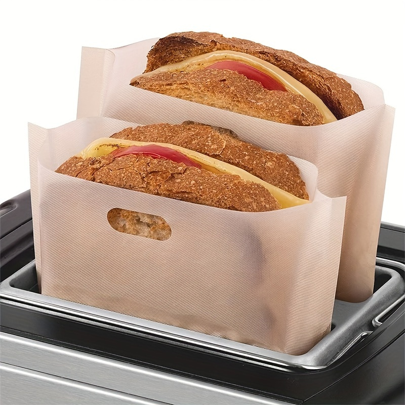 

2pcs Reusable Fiberglass Toaster Bags, 6.3x6.5in, For Sandwiches, Pizza Panini & Garlic Bread, Compatible With Toasters, Microwaves & Grills