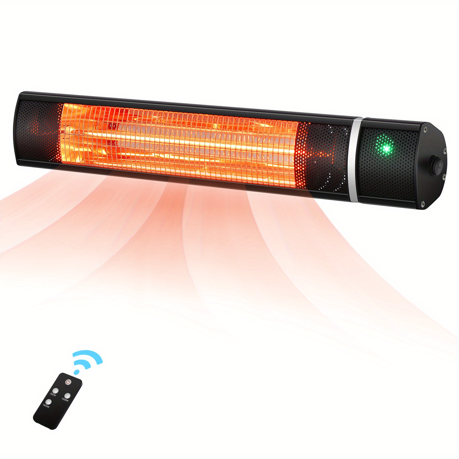 1500w electric patio heater wall-mounted infrared heater w/remote