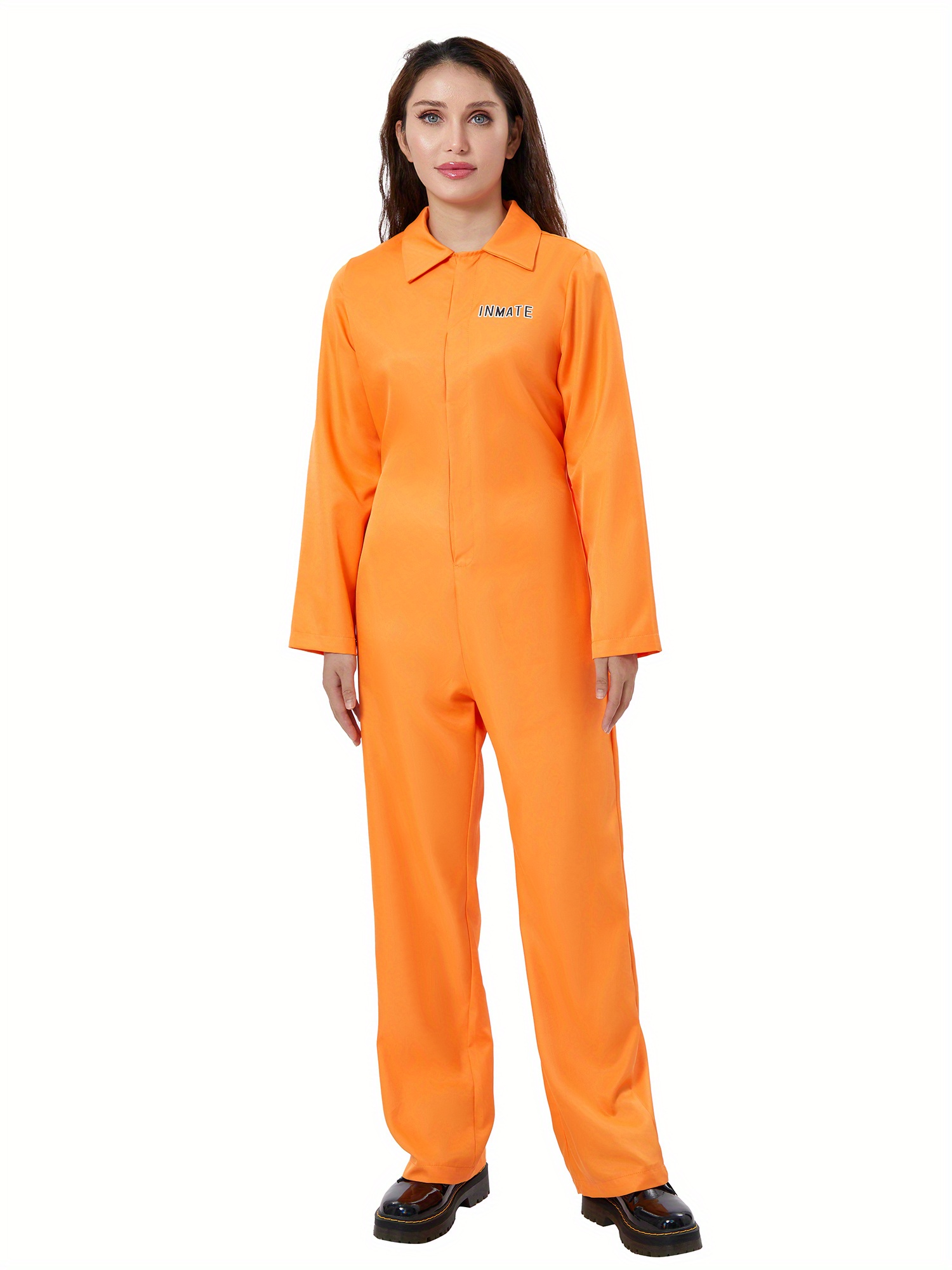 Uniform Orange Jumpsuit Womens Jail Halloween Prison Jumpsuit