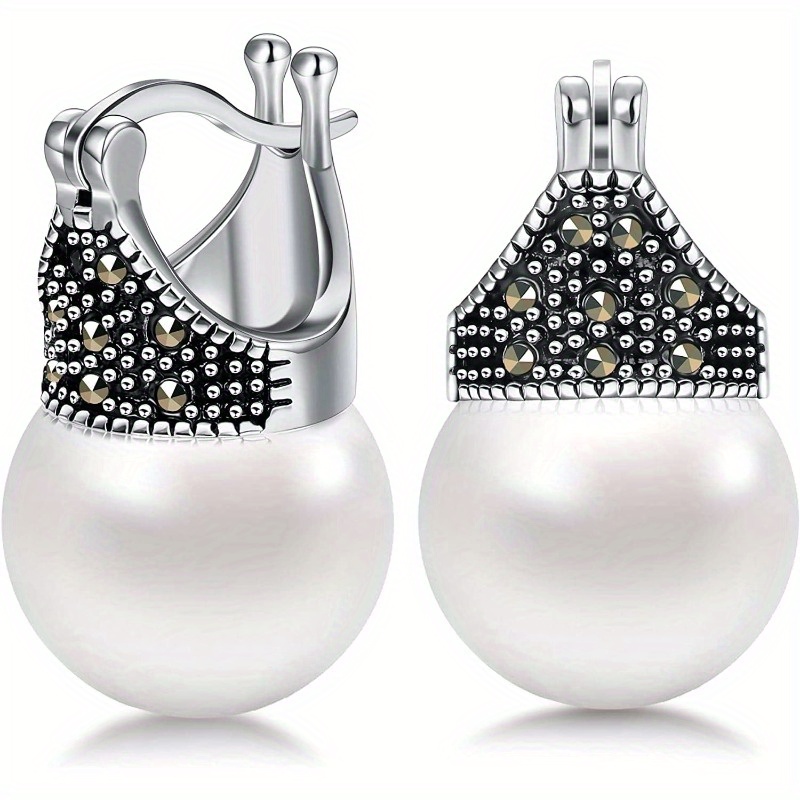 TEMU 925 Sterling Silver Drop Earrings For Women, -pave Earrings - Elegant Dangle Studs For All , Daily & Vacation Wear, Japan & South Korea , Ideal Valentine's Day Gift