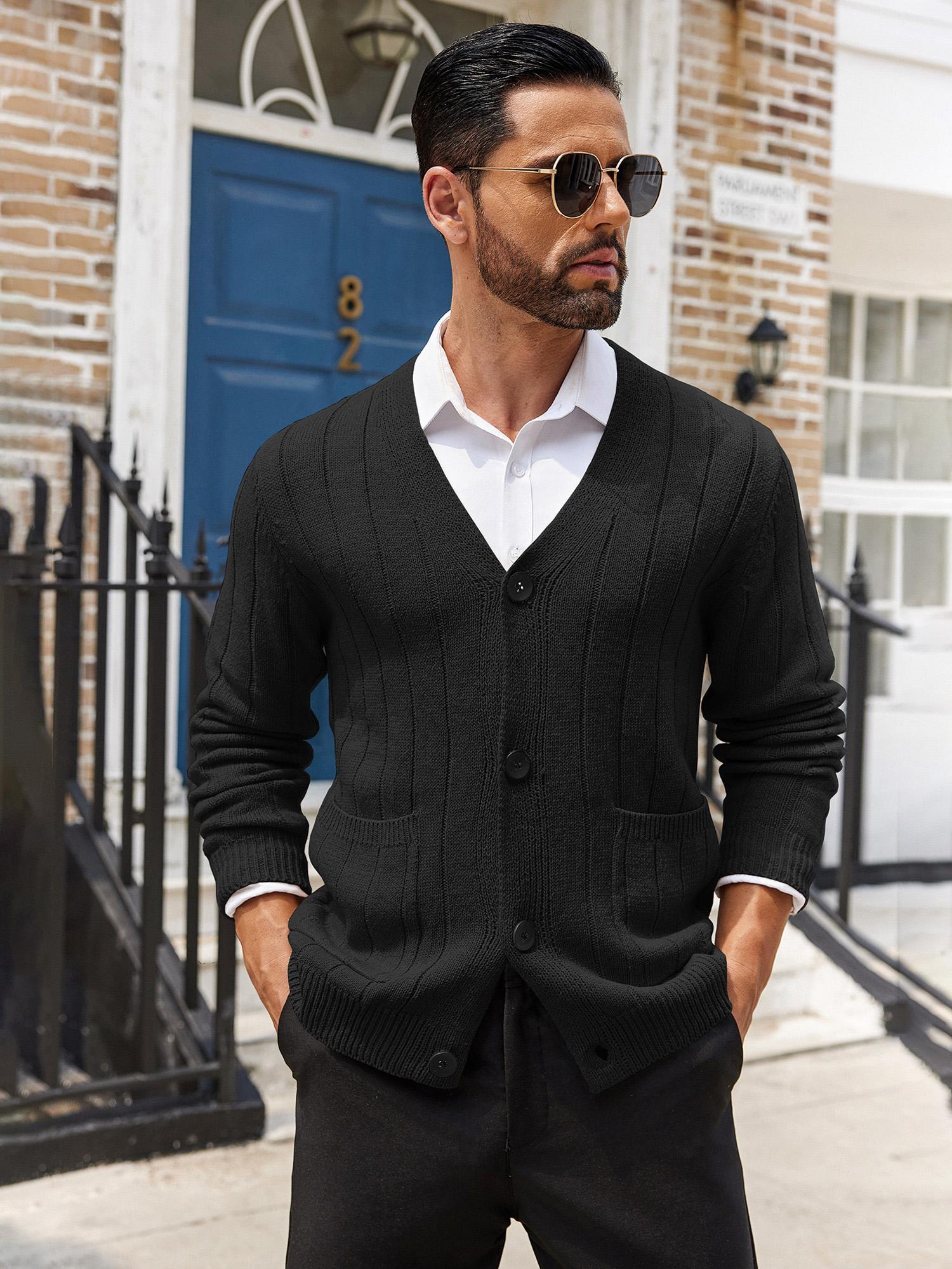 Cable Knit Cardigan Mens Button Up Cardigan Sweater *'s Cardigan