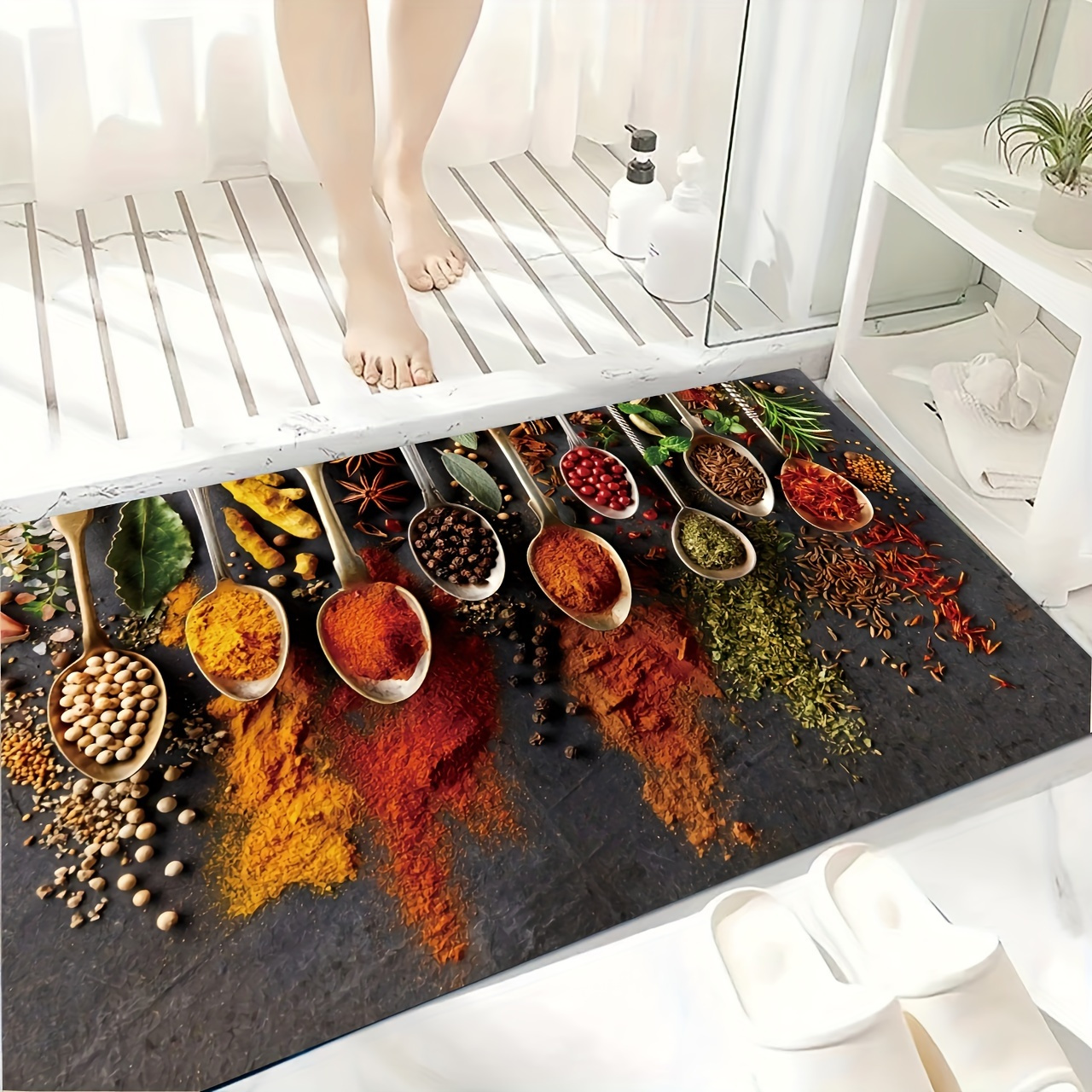 anti   kitchen mat with spoon   lightweight fade resistant     areas ideal for laundry hallway balcony entryway farmhouse decor details 2