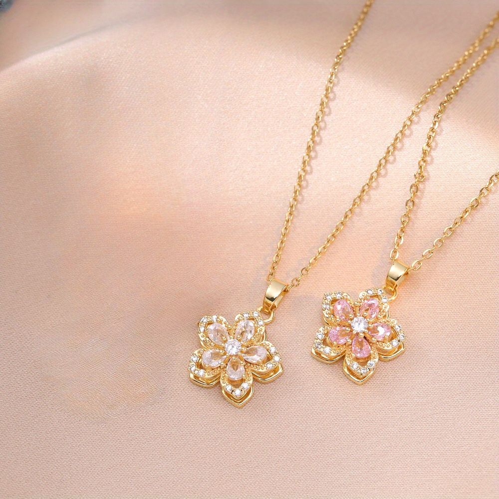 

2pcs 2 Pieces Of Golden Jewelry Gold-plated Flower-shaped Multi-style Necklace Daily Gift Party Couples Sisters Wear The